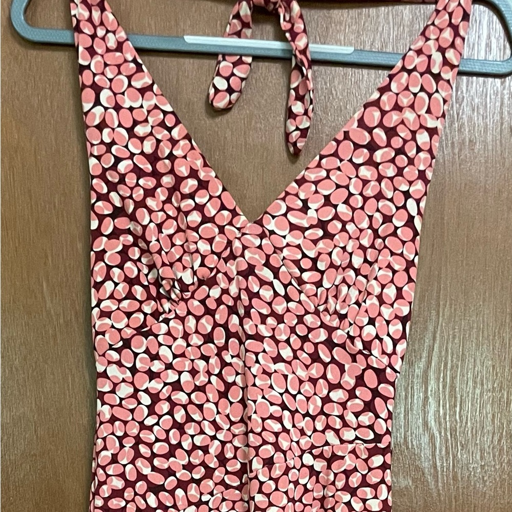 Pink and White Backless Halter Sundress for a Night Out